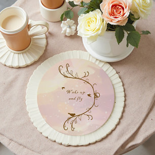 Whimsical Soft Pink Wake Up and Fly Onderzetter