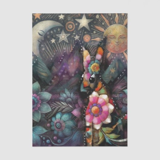 Whimsical Southwest Coyote Animal Decoupage Tissuepapier (Voorkant)