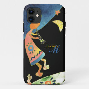 Whimsical Southwest Kokopelli Monogram iPhone 5 iPhone 11 Hoesje