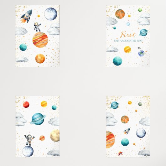 Whimsical Space Adventure Kinder muurafdrukset Muurkunst Sets