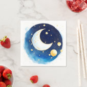 Whimsical Space en Moon Boy Baby shower Servet (Insitu)