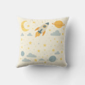 Whimsical Space Nursery Throw Pillow Planets Stars Kussen (Achterkant)