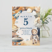 Whimsical Space Personalized Birthday Invitation Kaart (Staand voorkant)