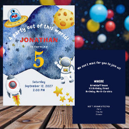 Whimsical Space Personalized Birthday Invitation Kaart
