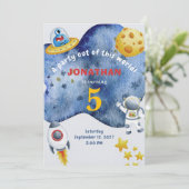 Whimsical Space Personalized Birthday Invitation Kaart (Staand voorkant)