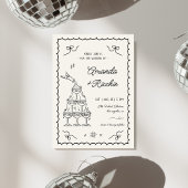 Whimsical speelse champagne toren Doodle bruiloft Kaart