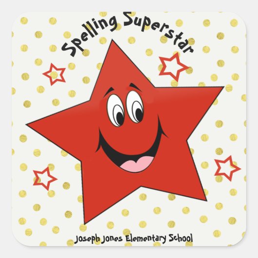 Whimsical Spelling Superstar School Vierkante Sticker (Voorkant)