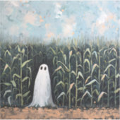 Whimsical spookmaïs veld olieverfschilderij sticker (Voorkant)