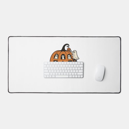 Whimsical Spooky Pumpkin met geesten, katten en ha Bureaumat (Keyboard & Muis)