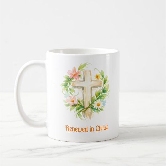 Whimsical Spring Cross Mug - Custom Easter Design (Gauche)