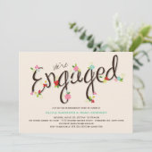 Whimsical Spring Flowers Chic Engagement Party Kaart (Staand voorkant)