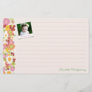 Whimsical Spring Flowers Colorful Floral Garden Briefpapier