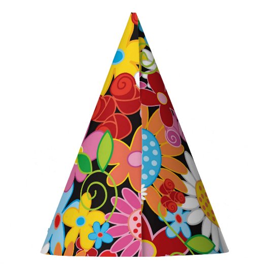 Whimsical Spring Flowers Garden Birthday Party Pet Feesthoedjes (Achterkant)