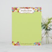 Whimsical Spring Flowers Garden Custom Letterhead Briefhoofd Sjabloon (Staand voorkant)