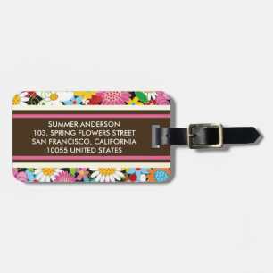 Whimsical Spring Flowers Garden Floral Bagagelabel