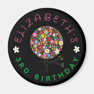 Whimsical Spring Flowers Pop Tree Blooms Verjaarda Magneet