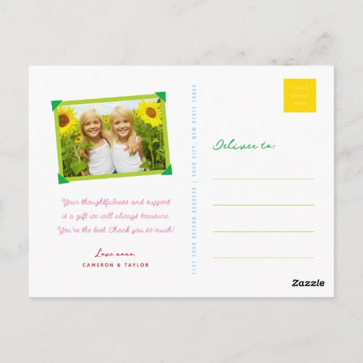 Whimsical Spring Flowers Pop Tree Chic Bedankt Briefkaart (Achterkant)