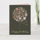 Whimsical Spring Flowers Pop Tree Chique Verjaarda Kaart (Voorkant)
