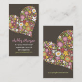 Whimsical Spring Flowers Valentijn Heart Love Visitekaartje (Voorkant / Achterkant)