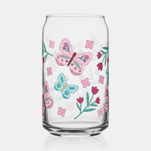 Whimsical Spring Garden Bloemen en Vlinders Blikvorm Glas (Links)