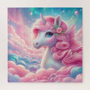 Whimsical sprookje roze en blauwe eenhoorn legpuzzel
