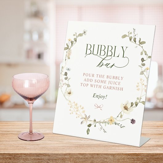 Whimsical Sprookjestuin & Bows Bubbly Bar Reclamebord Met Voetstuk