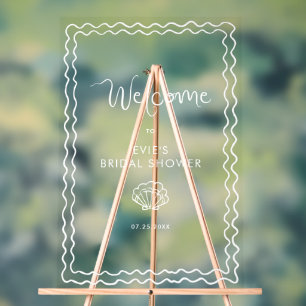 Whimsical Squiggle Hand getrokken Shell Welkom Acryl Bord