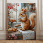 Whimsical Squirrel Café Canvas Kunstdruk Afdruk