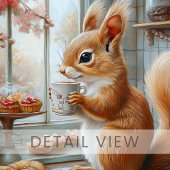 Whimsical Squirrel Café Canvas Kunstdruk Afdruk