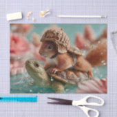 Whimsical Squirrel Riding a Turtle Tissuepapier (Craft)