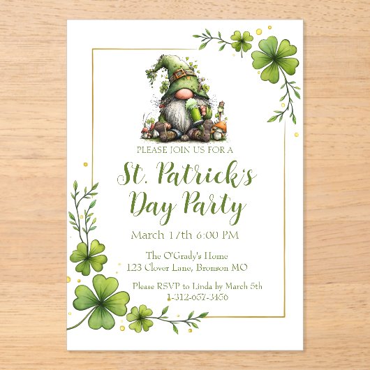 Whimsical St. Patrick’s Day Celebration Invite  Acryl Uitnodigingen (Voorkant)