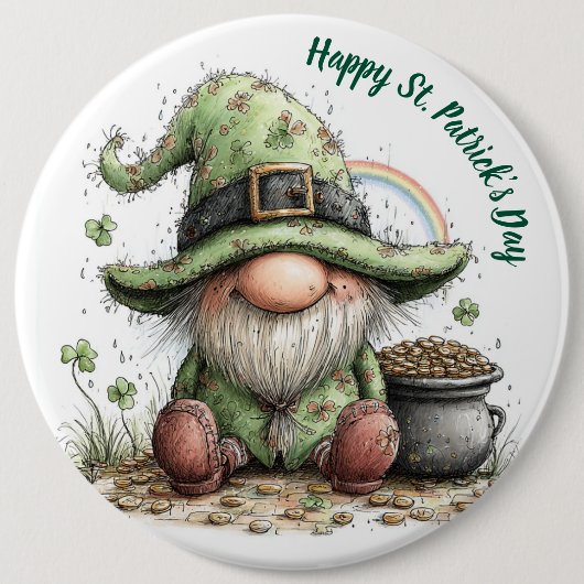 Whimsical St. Patrick's Day-kabouter Ronde Button 6,0 Cm (Voorkant)