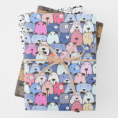 Whimsical Stacked Dogs Inpakpapier Vel (In situ)