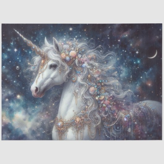 Whimsical Starlight Unicorn Decoupage  Tissuepapier (Voorkant)