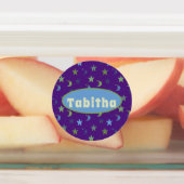 Whimsical Stars and Moons on Paars Personalized Labels (Aangebracht)