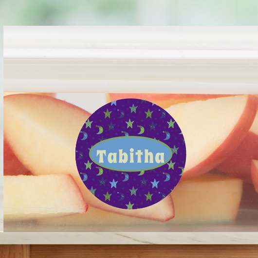 Whimsical Stars and Moons on Paars Personalized Labels