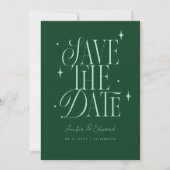 Whimsical Stars Emerald Green Save the Date (Voorkant)