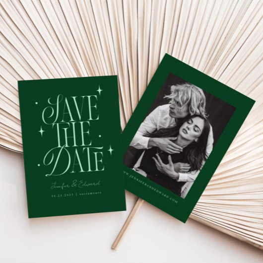 Whimsical Stars Emerald Green Save the Date