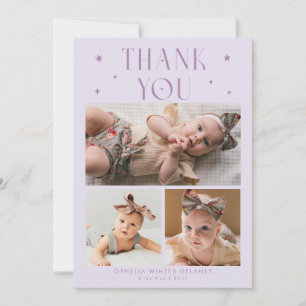 Whimsical Stars Foto Raster Lila Geboorte Aankondiging