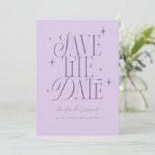 Whimsical Stars Lavendel Save The Date (Staand voorkant)