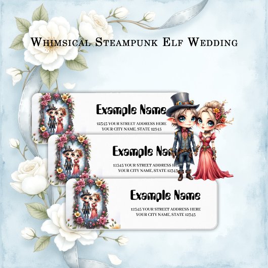 Whimsical Steampunk Elf Bruiloft Etiket
