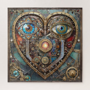 Whimsical Steampunk Hart Ik Zie Jou Ik Hou Van Jou Legpuzzel