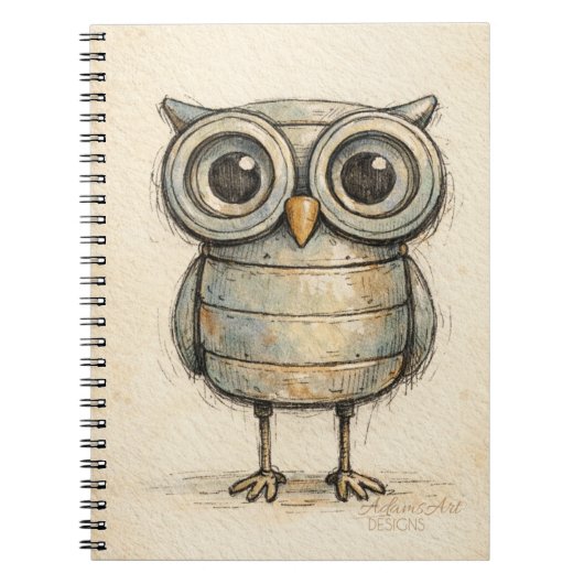 Whimsical Steampunk Owl Illustration Notitieboek (Voorkant)