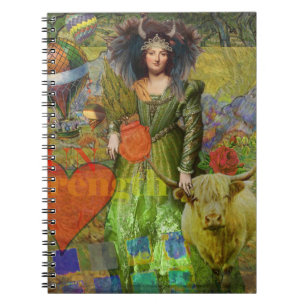 Whimsical Stier Vrouw Celestiale Collage Fantasie Notitieboek