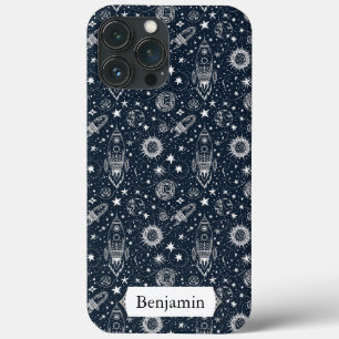 Whimsical Stijlvolle Sterren Raket Ruimteschip Aan iPhone 13 Pro Max Hoesje