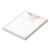 Whimsical Stippen Pattern Framed Waterverf Peonies Notitieblok (Gedraaid)