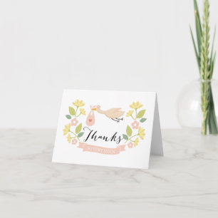 Whimsical Stork Baby shower Merci carte de note