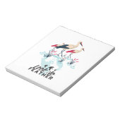 Whimsical Stork Pun Art - 'Kijk Geen Veer' Notitieblok (Gedraaid)