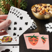 Whimsical Strawberry Funny Face CUSTOMIZE IT Pokerkaarten (Insitu)