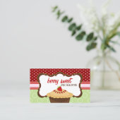 Whimsical Strawberry Pie Bakery Visitekaartje (Staand voorkant)